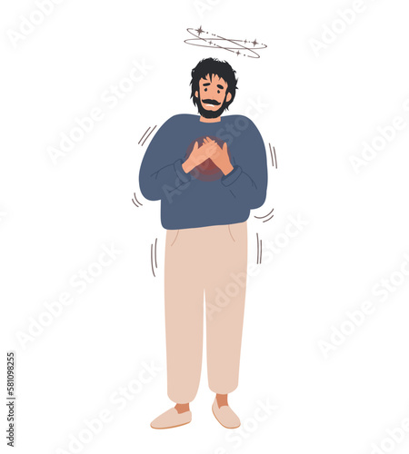 Panic attack and disorders concept. Adult, mature Man got panic attack, mental illness