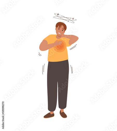 Panic attack and disorders concept.  Man got panic attack, mental illness