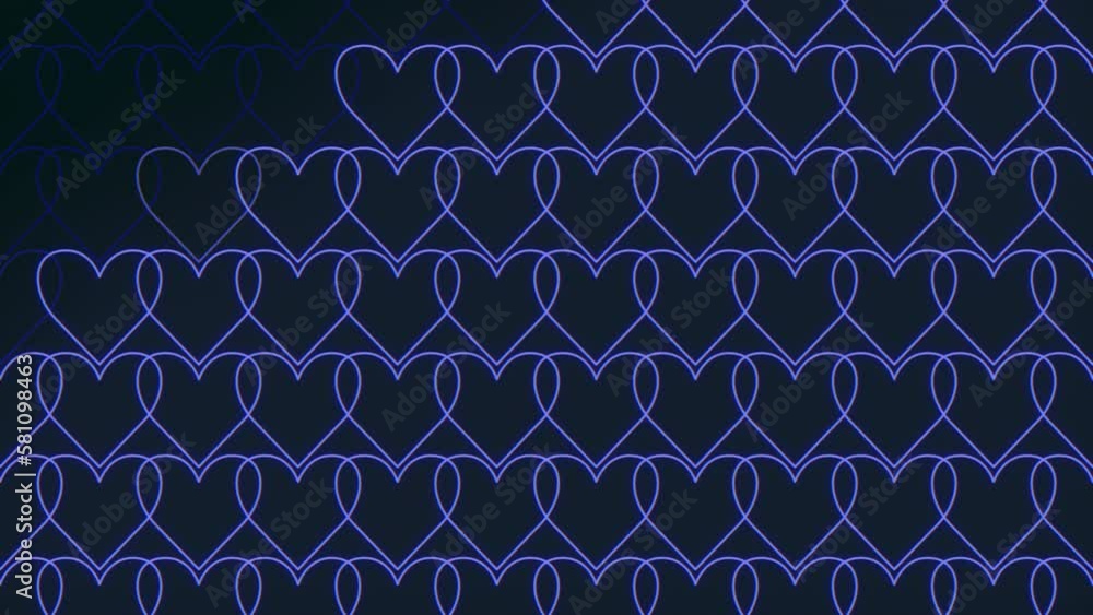 Purple neon hearts pattern on black gradient, motion abstract futuristic, cyber, club and music style background Purple neon hearts pattern on black gradient, motion abstract futuristic, cyber, club and music style background