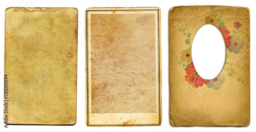 set of Vintage paper  photo frames isolated background