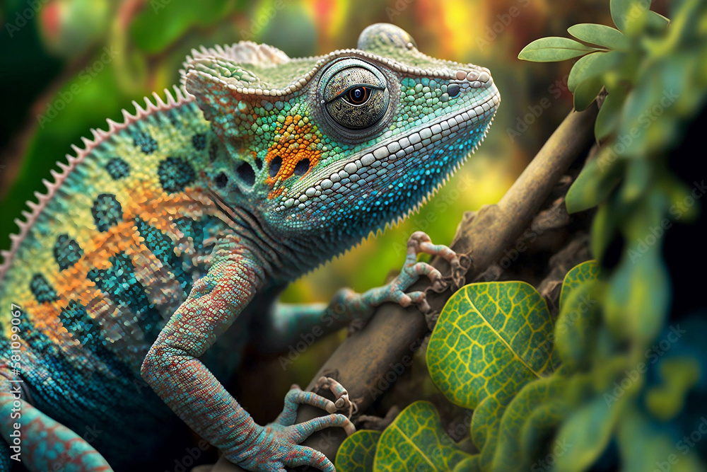 Obraz premium close up chameleon, generative ai