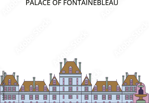 France, Fontainebleau Landmark tourism landmarks, vector city travel illustration