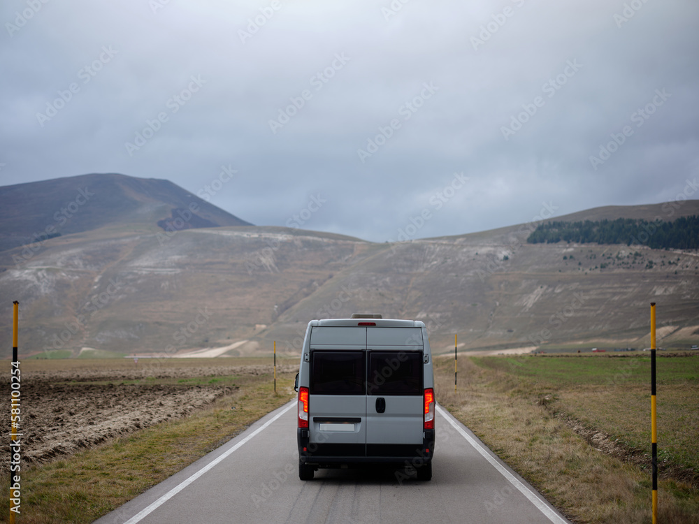 van on the road