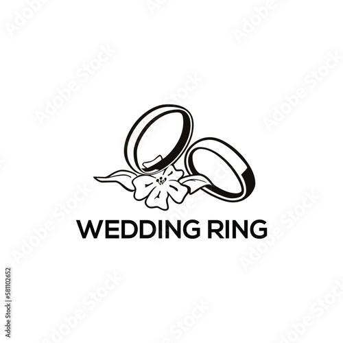 wedding ring logo design template icon