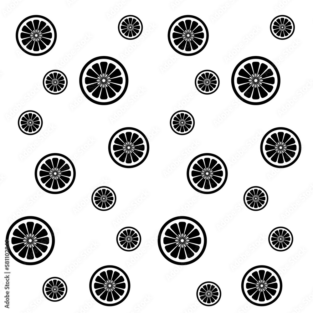 Orange Pattern illustration of realistic oranges silhouettes black color shapes Orange Pattern illustration of realistic oranges silhouettes black color shapes