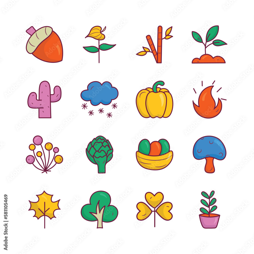 Nature Vector Hand Draw Filled Outline icon style illustration. EPS 10 Files Set 2