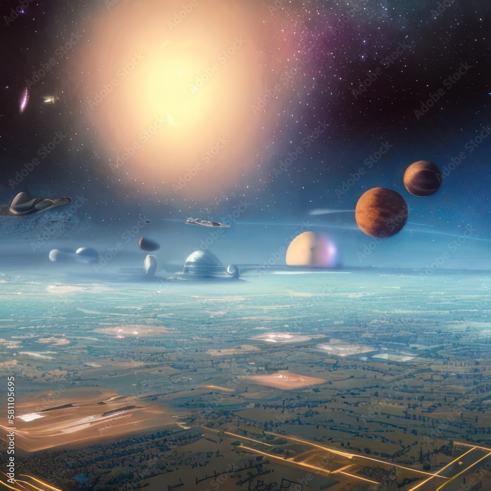 Space and planet background. Planets surface with craters, stars and comets in dark space. Illustration. Space sky with planet and satellite Space and planet background. Planets surface with craters, stars and comets in dark space. Illustration. Space sky with planet and satellite