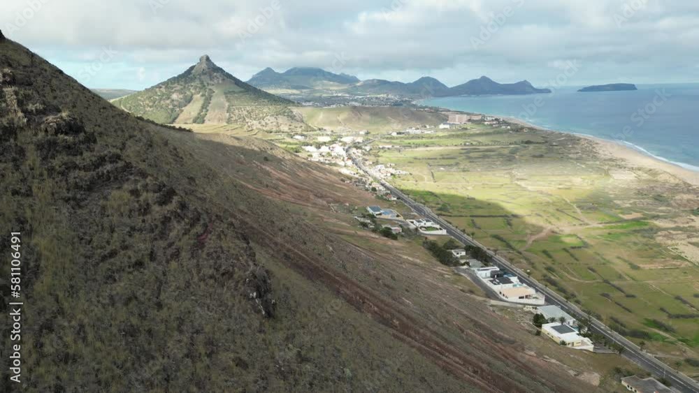 Porto Santo Aerial View. Popular tourist destination in Portugal Island in the Atlantic Ocean. Porto Santo, Madeira, Portugal. Porto Santo Aerial View. Popular tourist destination in Portugal Island in the Atlantic Ocean. Porto Santo, Madeira, Portugal.