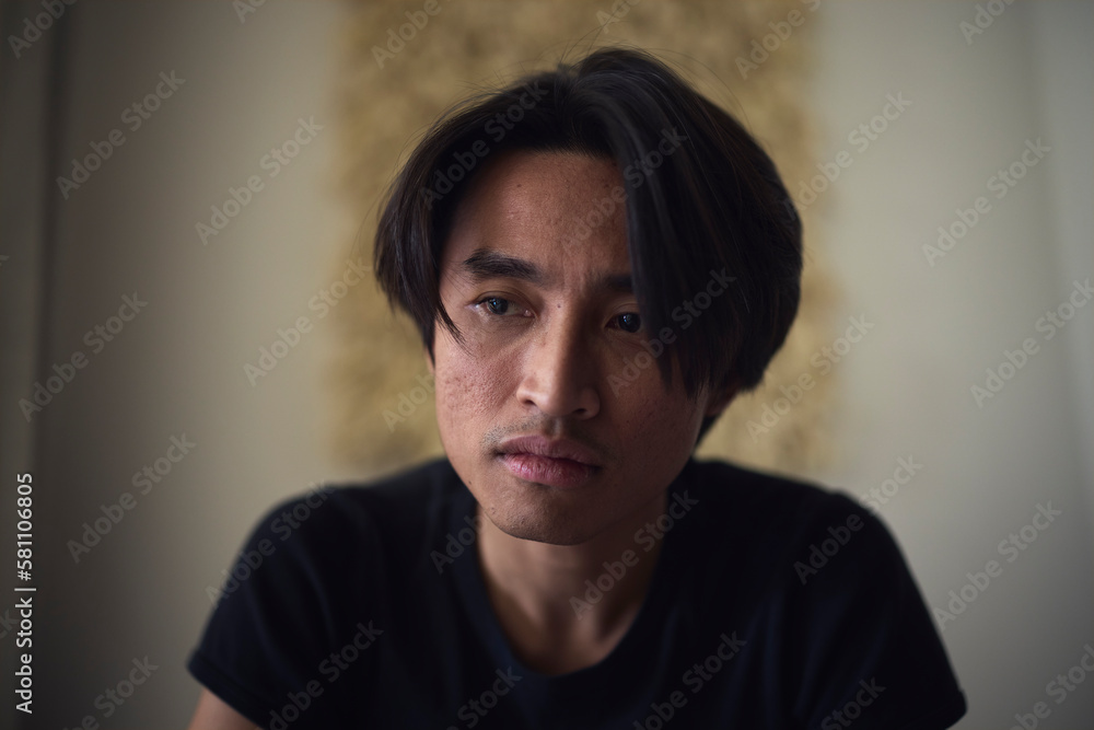 Portrait of sad man facing depression Portrait of sad man facing depression