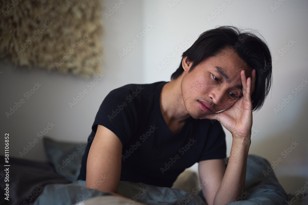 Portrait of sad man facing depression Portrait of sad man facing depression