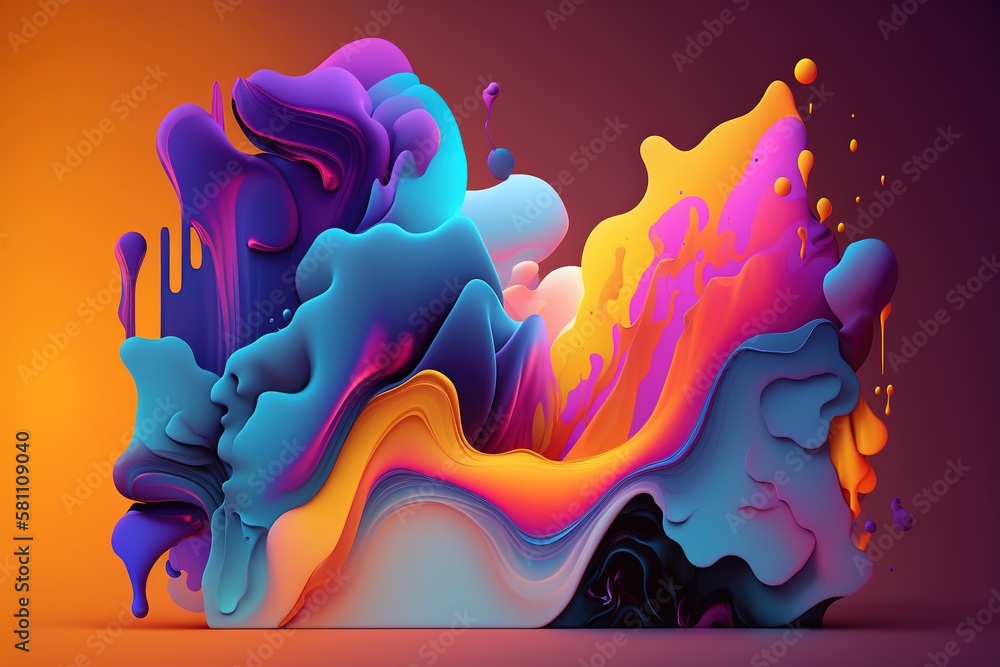 Abstract colourful paint background with a liquid melting texture. Generative AI