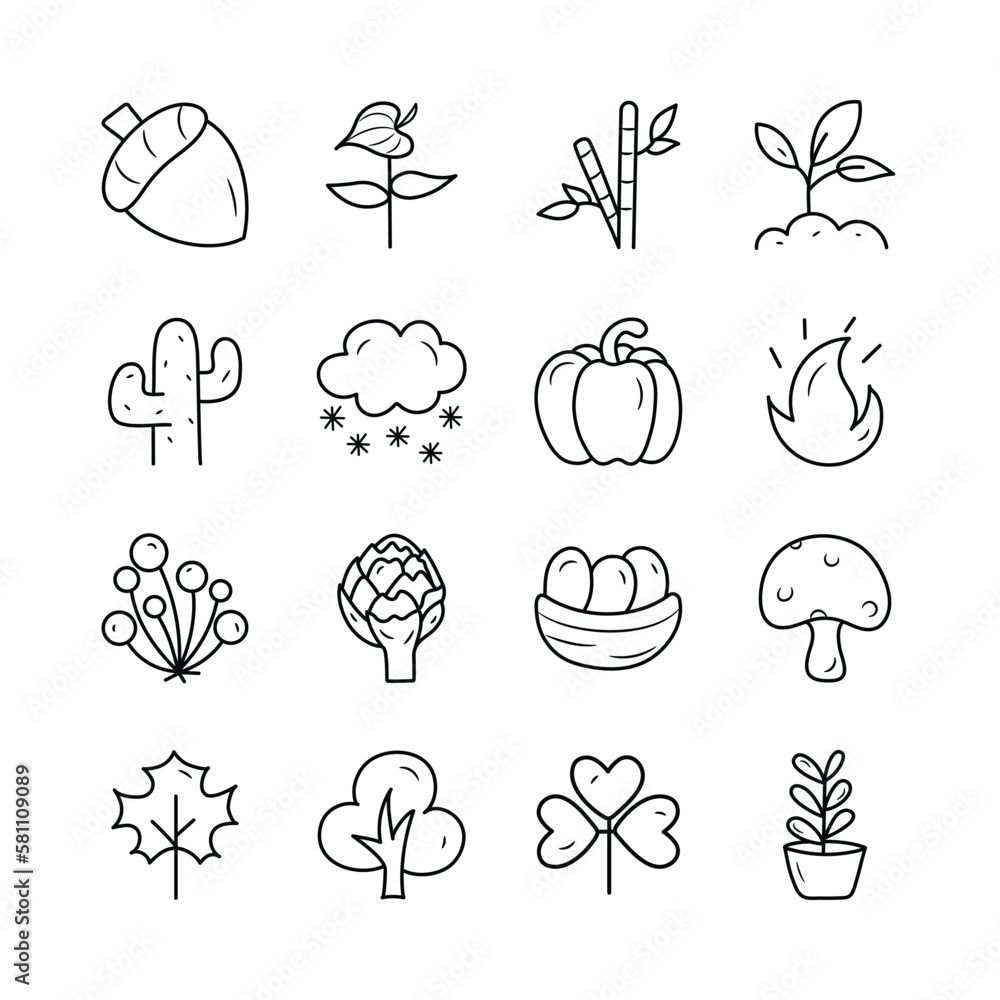 Nature Vector Hand Draw Outline icon style illustration. EPS 10 Files Set 3 Nature Vector Hand Draw Outline icon style illustration. EPS 10 Files Set 3