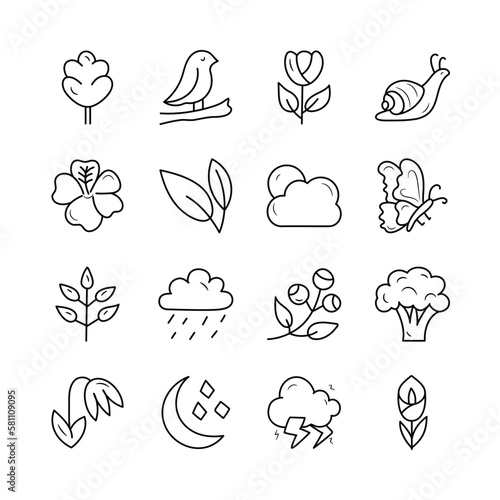 Nature Vector Hand Draw Outline icon style illustration. EPS 10 Files Set 2
