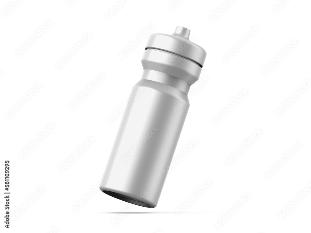 Metallic sport sipper bottles for water isolated mock up and template design. 3d render illustration. Metallic sport sipper bottles for water isolated mock up and template design. 3d render illustration.