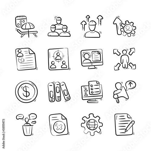 Project Management Vector Hand Draw Outline icon style illustration. EPS 10 Files Set 3
