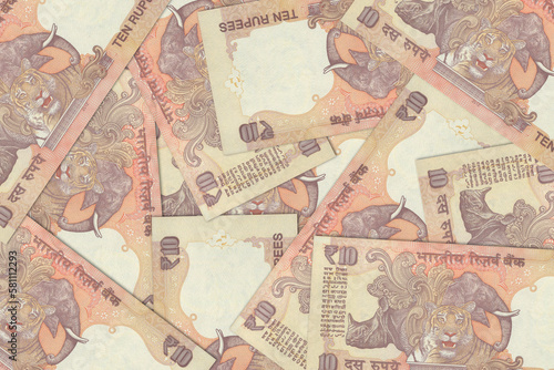 Indian banknotes. Close up money from India. Indian rupee currency of the Republic of India.3D render 