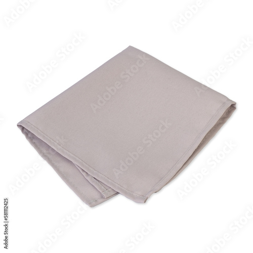 Folded grey tissue napkin isolated over white background