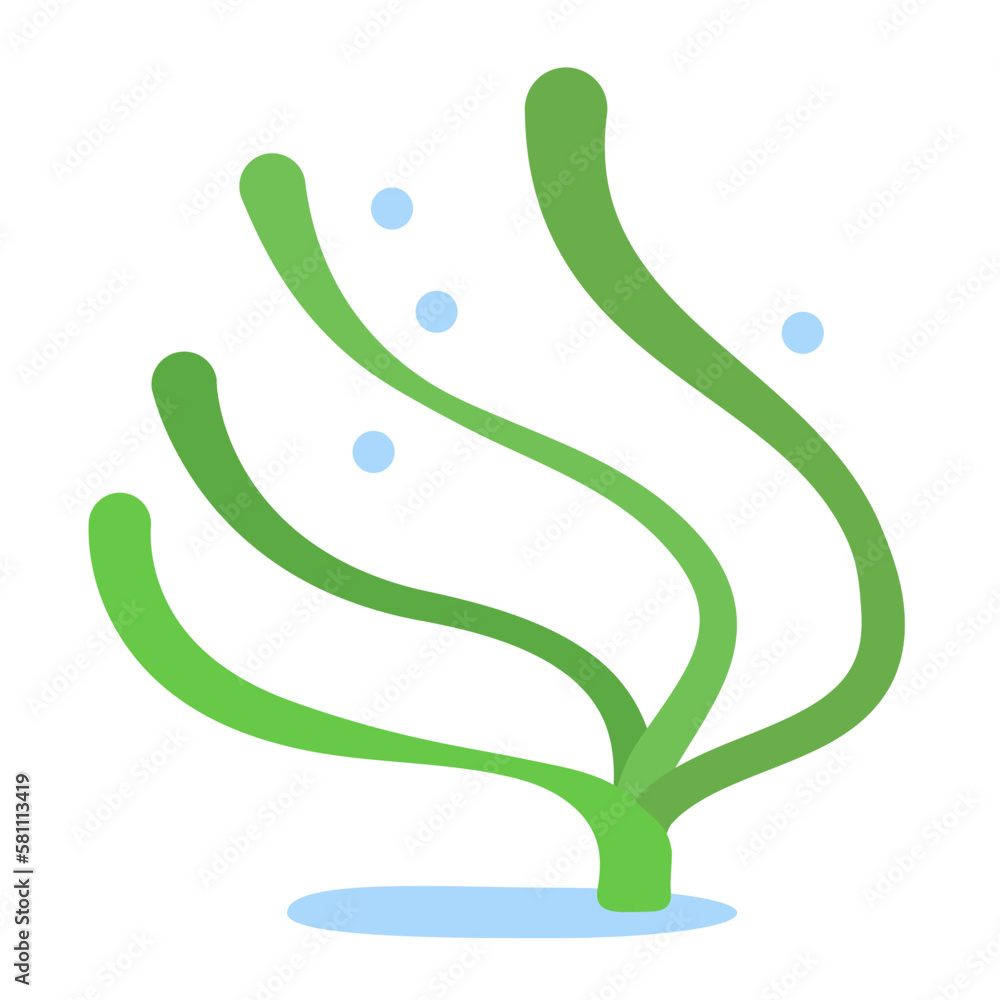 Obraz premium Cartoon-style icon of an eelgrass photosynthesizing