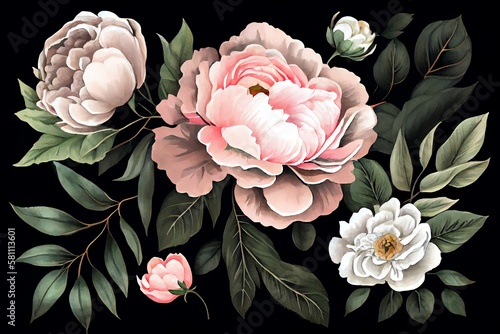 Watercolor Illustration of a Delicate Floral. Generative AI