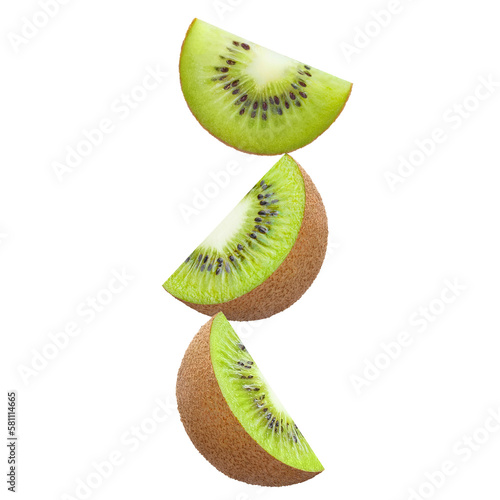 Cuadro en lienzo Three delicious kiwi slices cut out