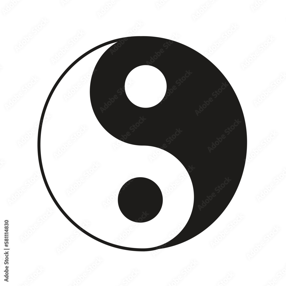 Yin and Yang with The Shadow circle japan Taoism symbol, energy sign in cartoon style isolated on white background. Yin and Yang with The Shadow circle japan Taoism symbol, energy sign in cartoon style isolated on white background.