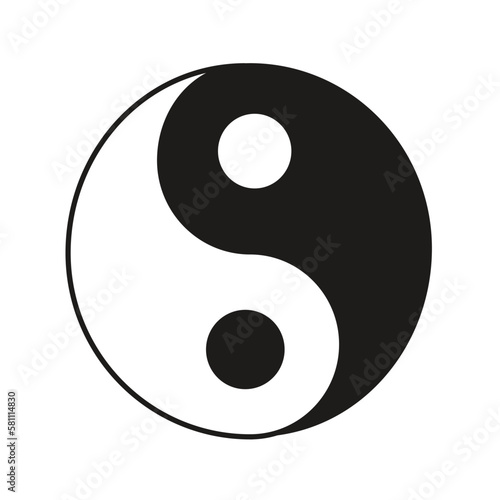 Wallpaper Mural Yin and Yang with The Shadow circle japan Taoism symbol, energy sign in cartoon style isolated on white background. Torontodigital.ca