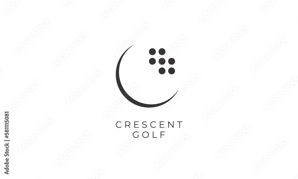 illustration vector graphic designs. pictogram logo combination crescent moon and abstract golf ball illustration vector graphic designs. pictogram logo combination crescent moon and abstract golf ball