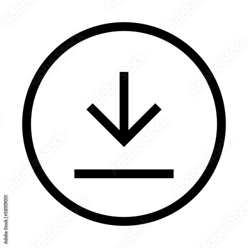 Download Icon Vector with Editable Stroke. Flat Style Thin Line Download or Downloading Icon, Symbol or Button. Vector Download Icon with Editable Stroke