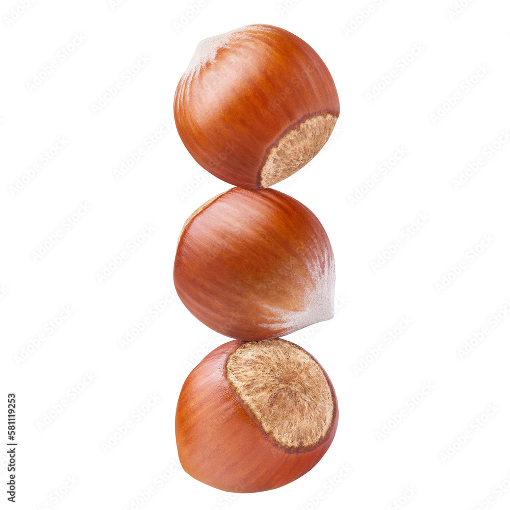 Delicious hazelnuts cut out Delicious hazelnuts cut out