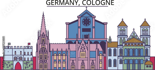 Germany, Cologne tourism landmarks, vector city travel illustration