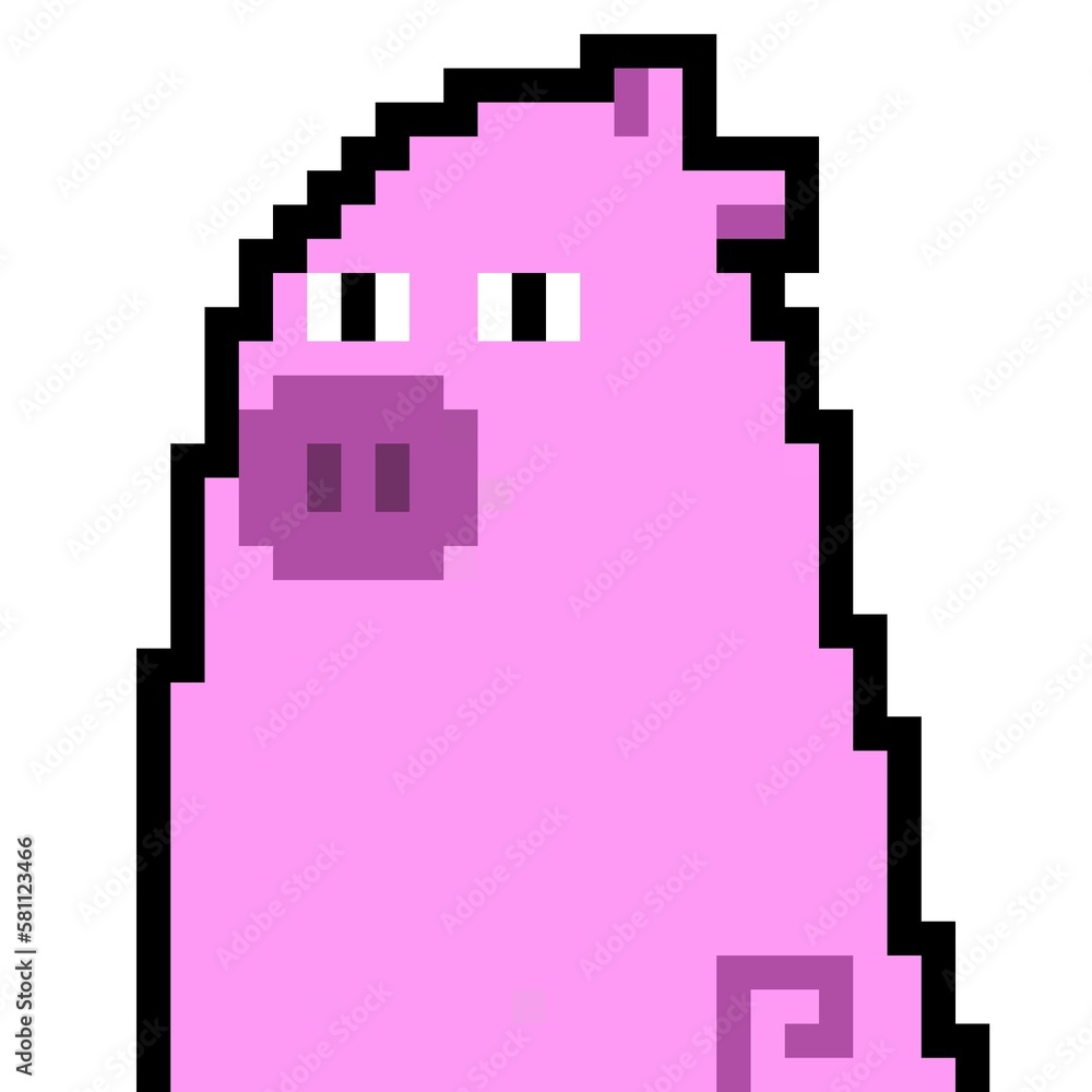 Obraz premium pixel art of cute pig cartoon