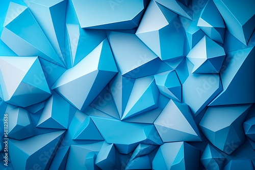 Geometric blue ice texture background Flat texture.  - Frosty, icy, refreshing, calming, triangle wallpaper, polygon, illustration, web. © Saulo Collado