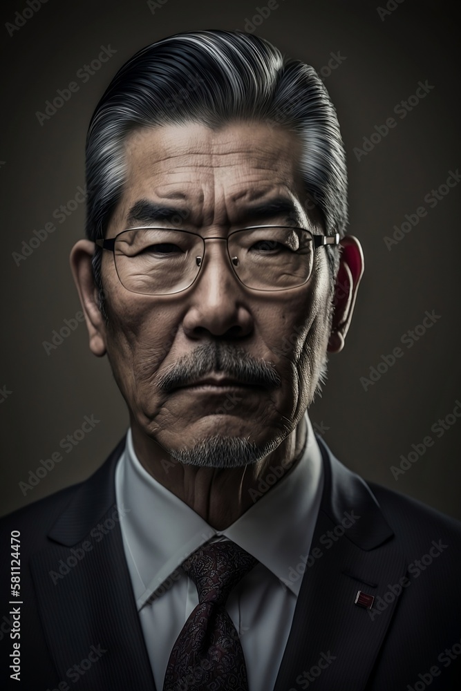Asian Businessman in a Black Suit Portrait. Generative AI Asian Businessman in a Black Suit Portrait. Generative AI