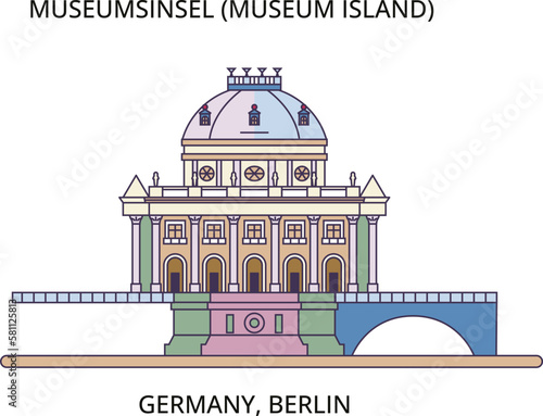 Germany, Berlin, Museum Island tourism landmarks, vector city travel illustration
