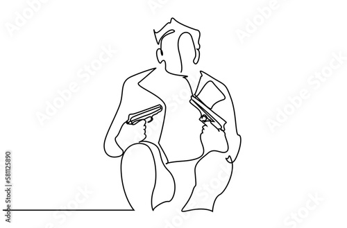 evil criminal murderer repentant man holding guns sitting thoughtfully