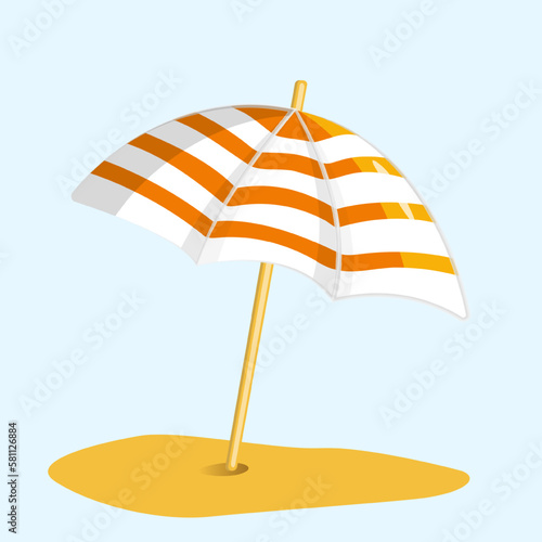 Vector Beach Umbrella, Orange and White