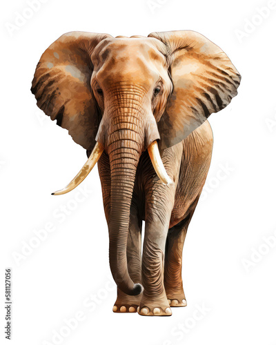 African Elephant Illustration With Transparent Background. Generative Ai.