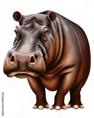 Hippopotamus Illustration With Transparent Background. Generative Ai.