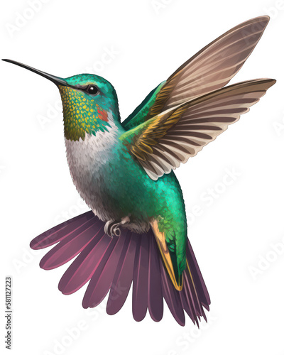 Hummingbird Illustration With Transparent Background. Generative Ai. © Razvan