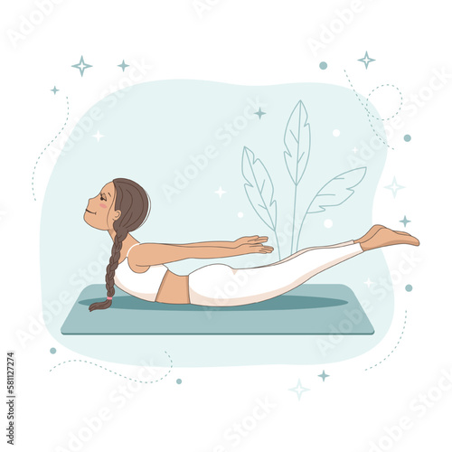 A cute girl doing yoga