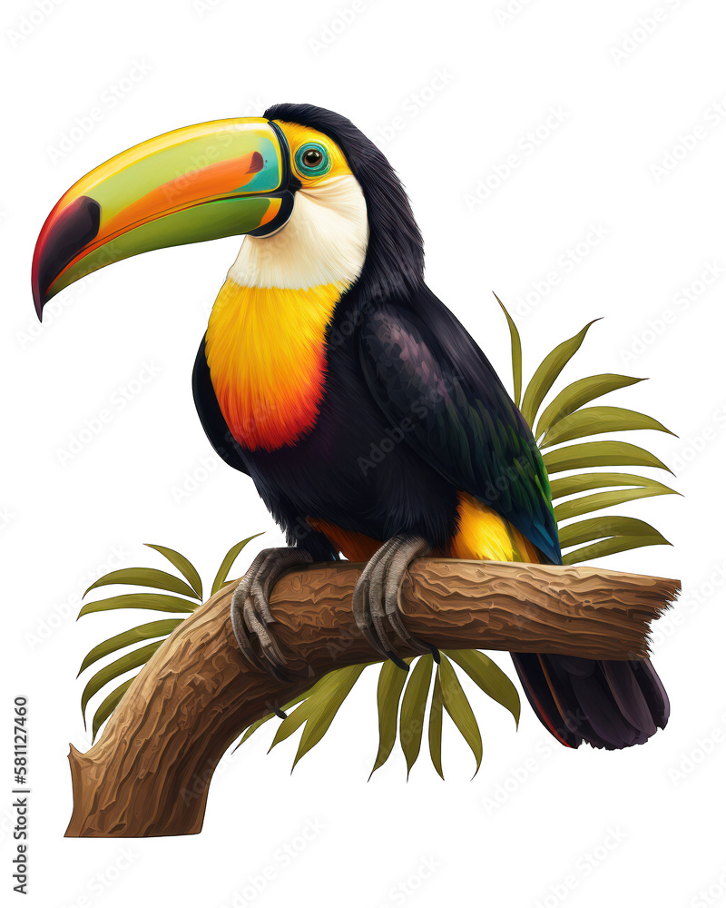Obraz premium Toucan Illustration With Transparent Background. Generative Ai.