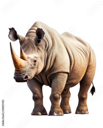 Rhino Illustration With Transparent Background. Generative Ai.