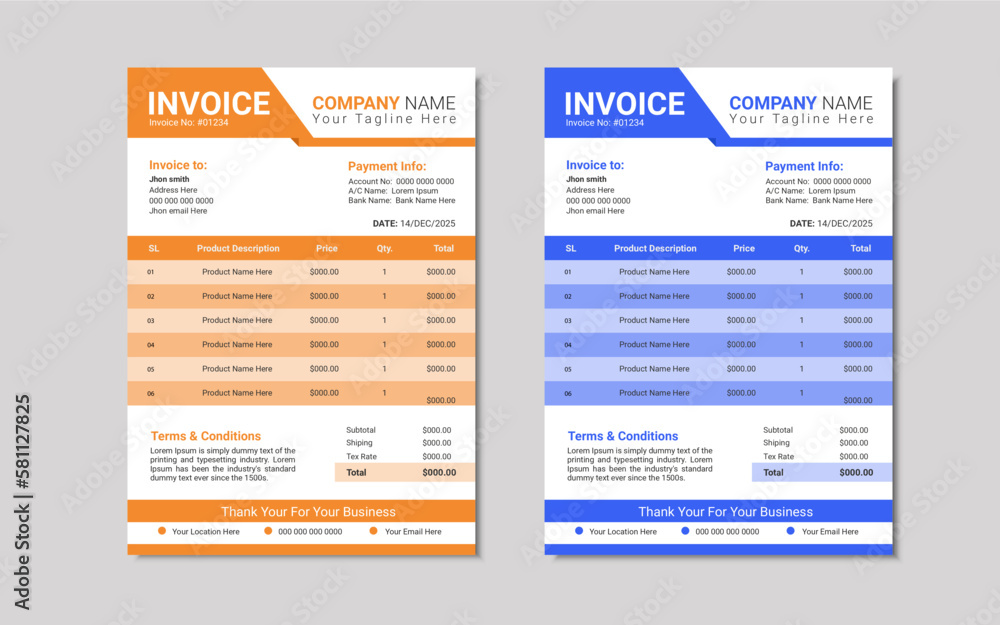 vector flat design e commerce invoice template