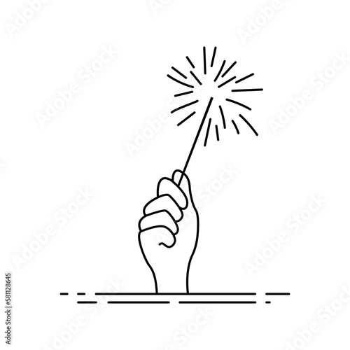 Hand holding a sparkling sparkler