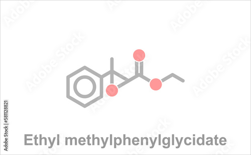 Simplified formula icon of the ethyl methylphenylglycidate  molecule