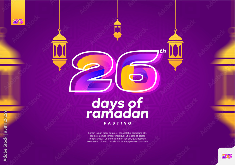 Naklejka premium 26th day of Ramadan fasting poster.