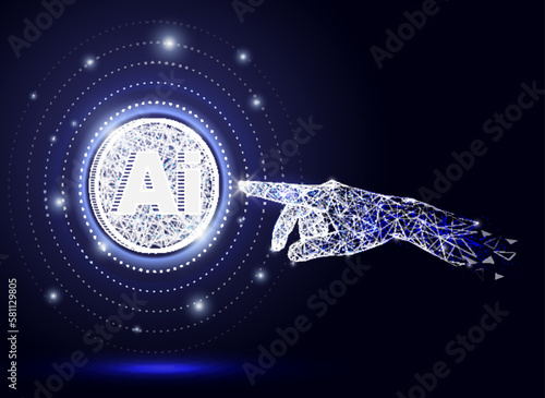 Hand touching digital AI chatbot for provide access