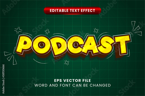 Podcast 3d editable vector text effect