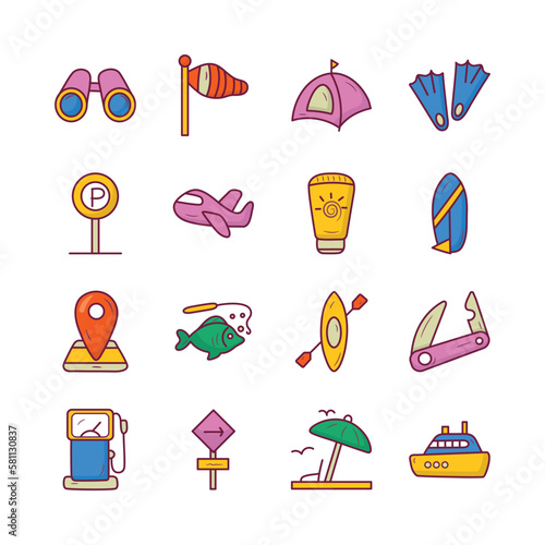 Travel Vector Hand Draw Filled Outline icon style illustration. EPS 10 Files Set 