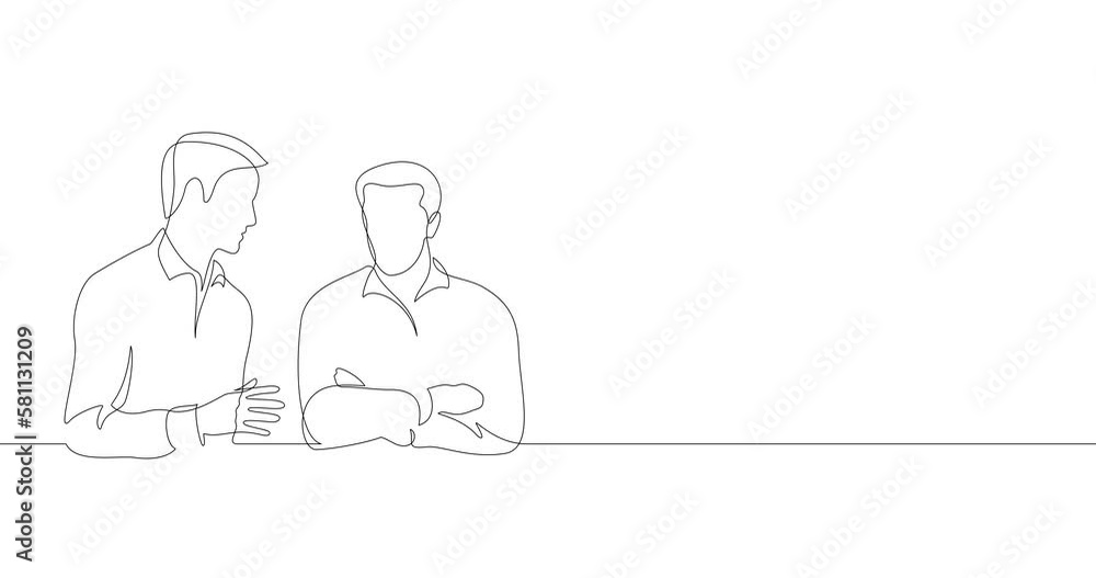 Animation of an image drawn with a continuous line. Two men are talking. Animation of an image drawn with a continuous line. Two men are talking.